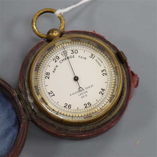 A H. Hughes & Son Ltd pocket barometer and case